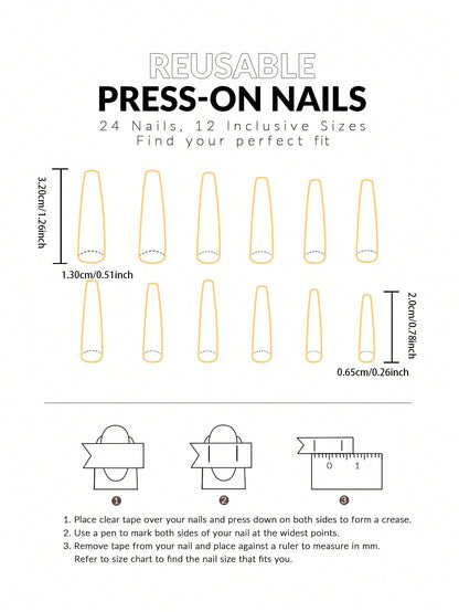 French Nails Bling Butterfly Nails Press-on Nails