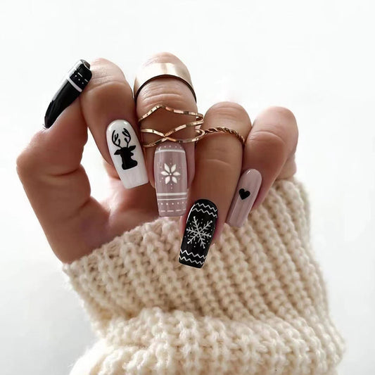 Elk Deer and Snowflake Nails