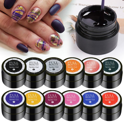 Gel Nail Polish Larquer Thick Colorful Spider Gel Set 12Pcs