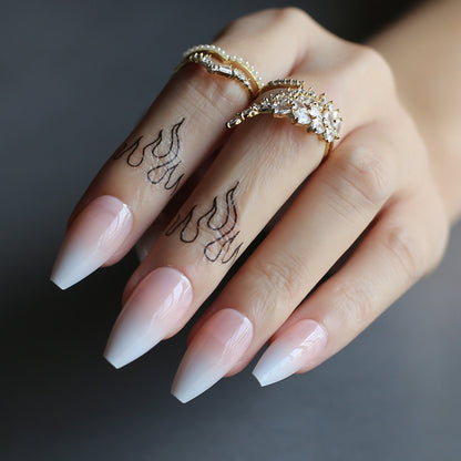 Nude Ombre Nails Long Coffin French Nails