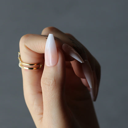 Nude Ombre Nails Long Coffin French Nails