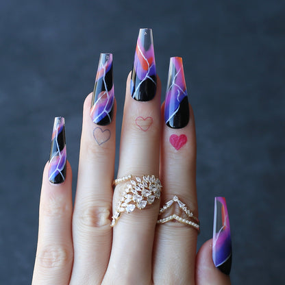 Ombre Halloween Nails Black Smudged Coffin Nails